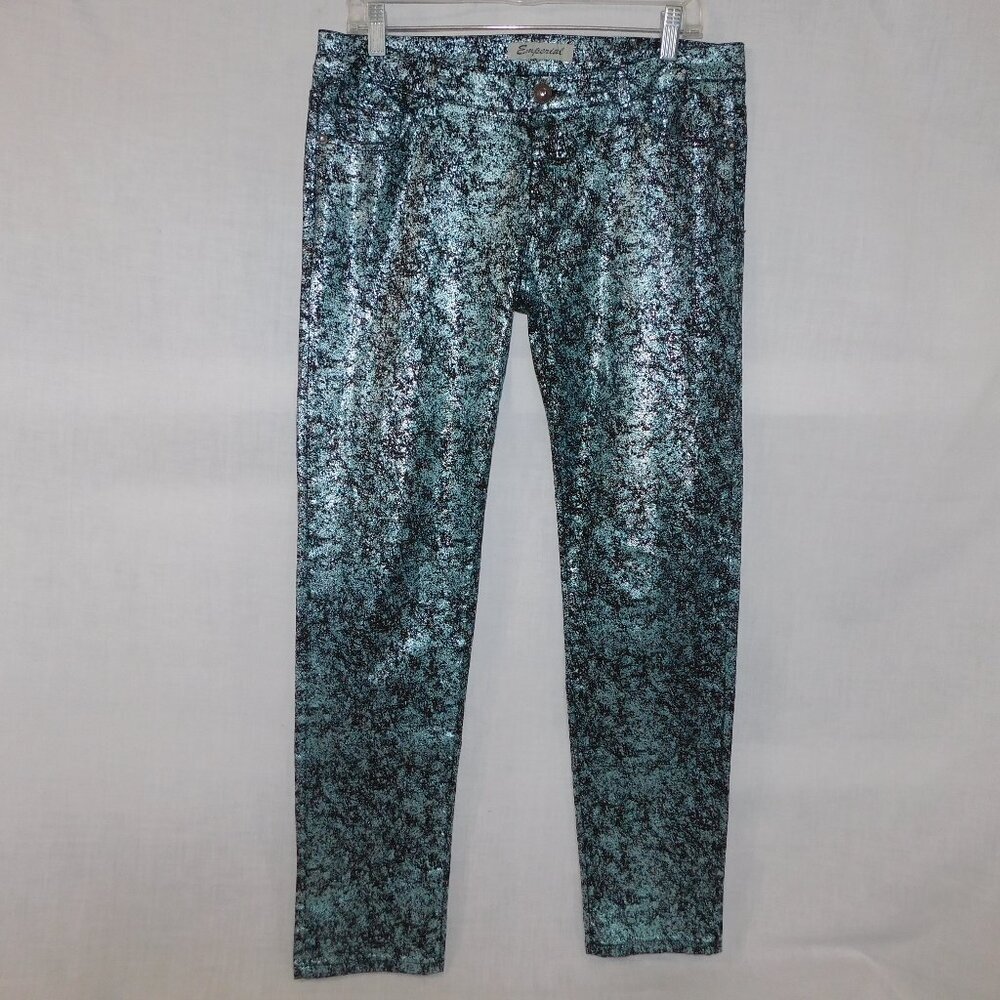 Emperial Premium Womens 13 ( 14 )  Black Blue Metallic Straight Mid rise Jeans